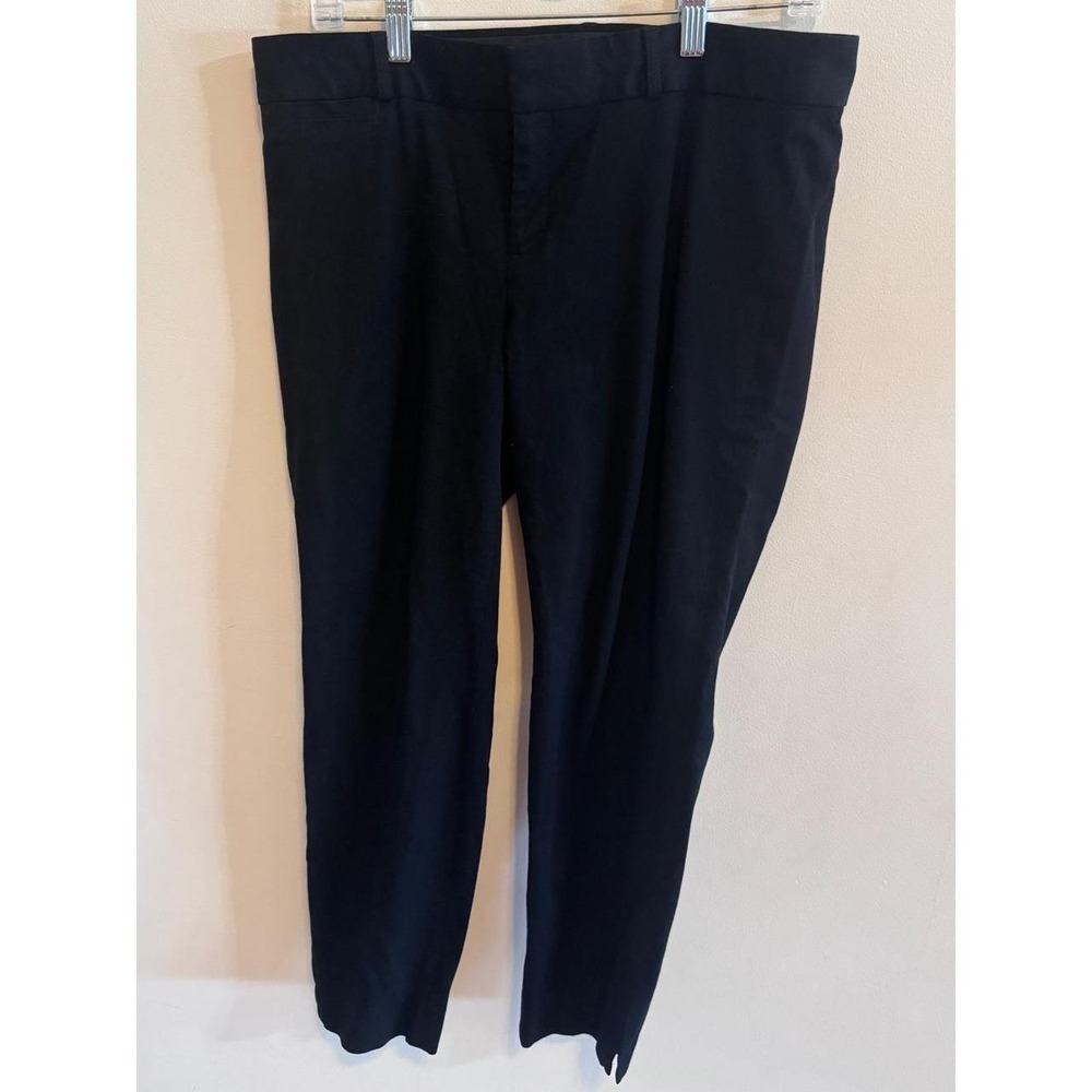 Banana Republic Black Ankle Trousers Women's Stretch Dress Pants Side Slit Hem